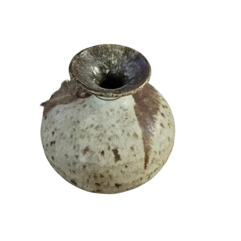 Vintage Signed Roger Butler Art Studio Pottery Bud Vase Weed Pot Rustic Decor
